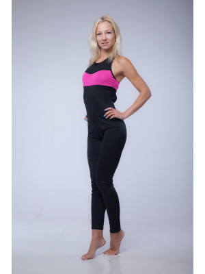 Комбинезон для воздушной гимнастики чёрный с розовым