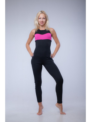 Комбинезон для воздушной гимнастики чёрный с розовым