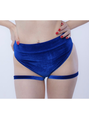 Бархатные шорты со стропами Синие