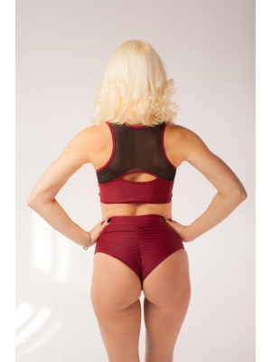 Шорты со сборкой Марсала