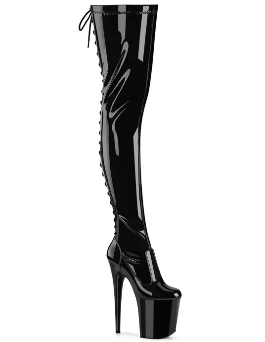 Лаковые ботфорты-тройки FLAM-3850 Чёрные