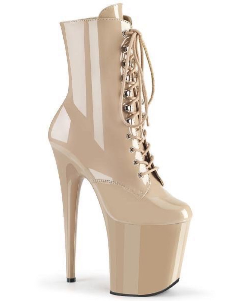 Лаковые ботинки-тройки FLAM1020/ND/M Бежевые с закрытым носком