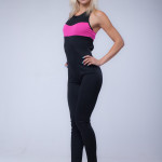 Комбінезон для повітряної гімнастики чорний з рожевим