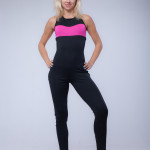 Комбінезон для повітряної гімнастики чорний з рожевим