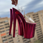 РОЖЕВІ ХРОМОВАНІ БОСОНІЖКИ HEAVEN E-008P