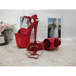 Червоні стріпи босоніжки HEAVEN E-056R