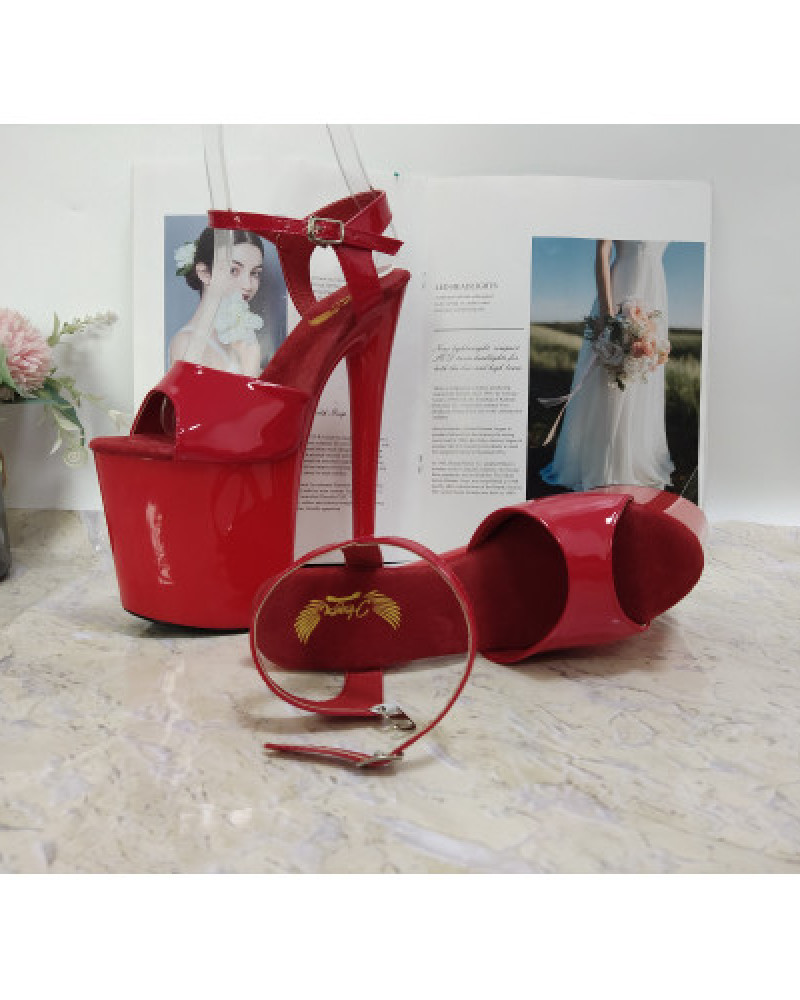 Червоні стріпи босоніжки HEAVEN E-056R