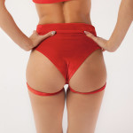 Оксамитові шорти зі стропами Червоні