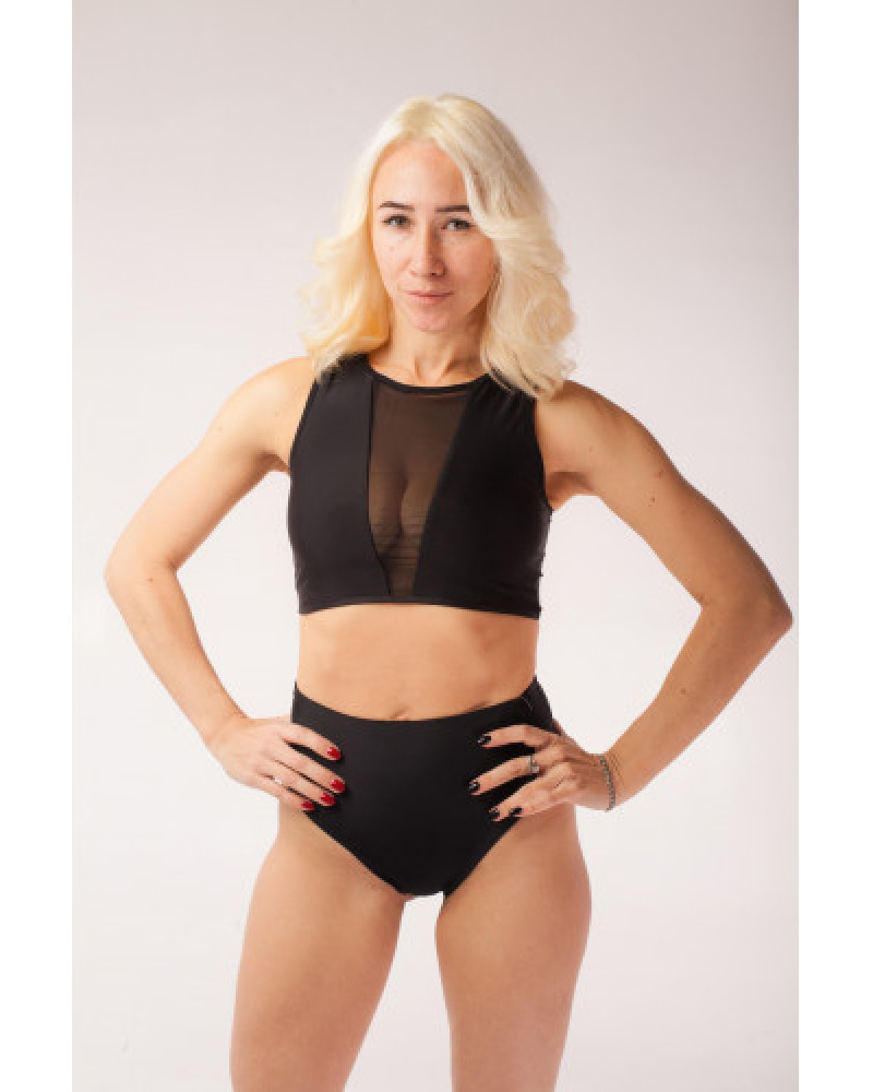 Костюм для пол денса с вставками Черний