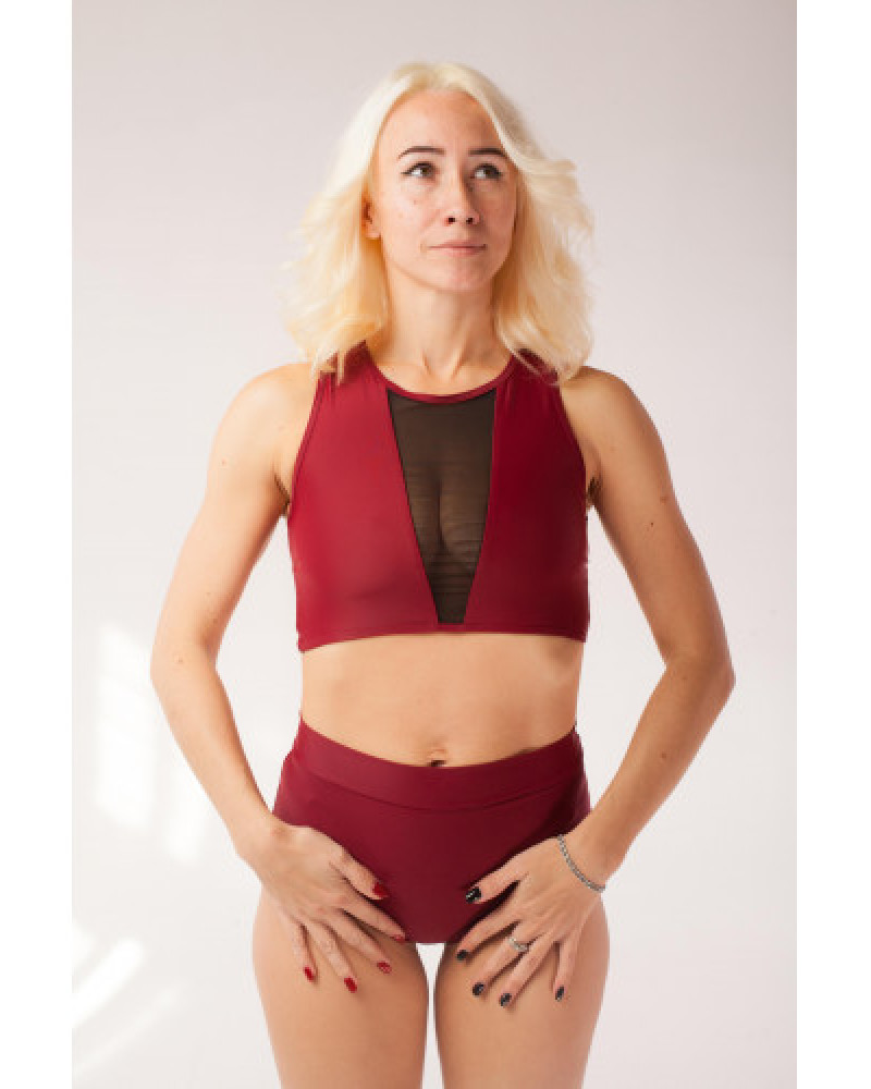 Костюм для пол денсу з вставками Бордо